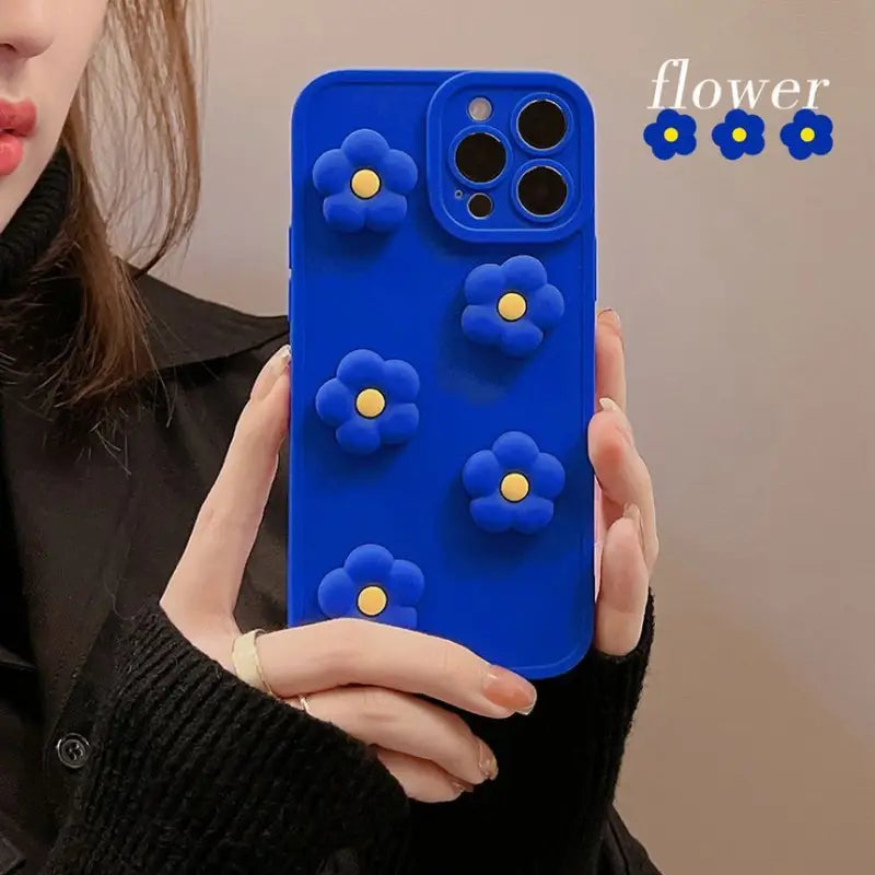 3D Color Block Flower Phone Case - Iphone 7 / 8 / Se, 7 Plus / 8 Plus, X / Xs, Xs Max, Xr, 11, 11 Pro, 11 Pro Max, 12 Mini, 12, 12 Pro, 12 Pro Max, 13mini, 13, 13pro, 13pro Max-7