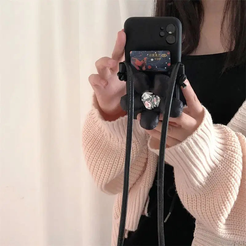 3D Flower Neck Strap Phone Case - Samsung-2