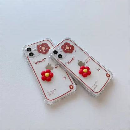 3D Flower Transparent Phone Case - iPhone 12 Pro Max / 12 Pro / 12 / 12 mini / 11 Pro Max / 11 Pro / 11 / SE / XS Max / XS / XR / X / SE 2 / 8 / 8 Plus / 7 / 7 Plus-6