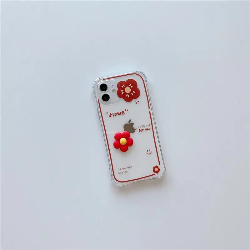 3D Flower Transparent Phone Case - iPhone 12 Pro Max / 12 Pro / 12 / 12 mini / 11 Pro Max / 11 Pro / 11 / SE / XS Max / XS / XR / X / SE 2 / 8 / 8 Plus / 7 / 7 Plus-10