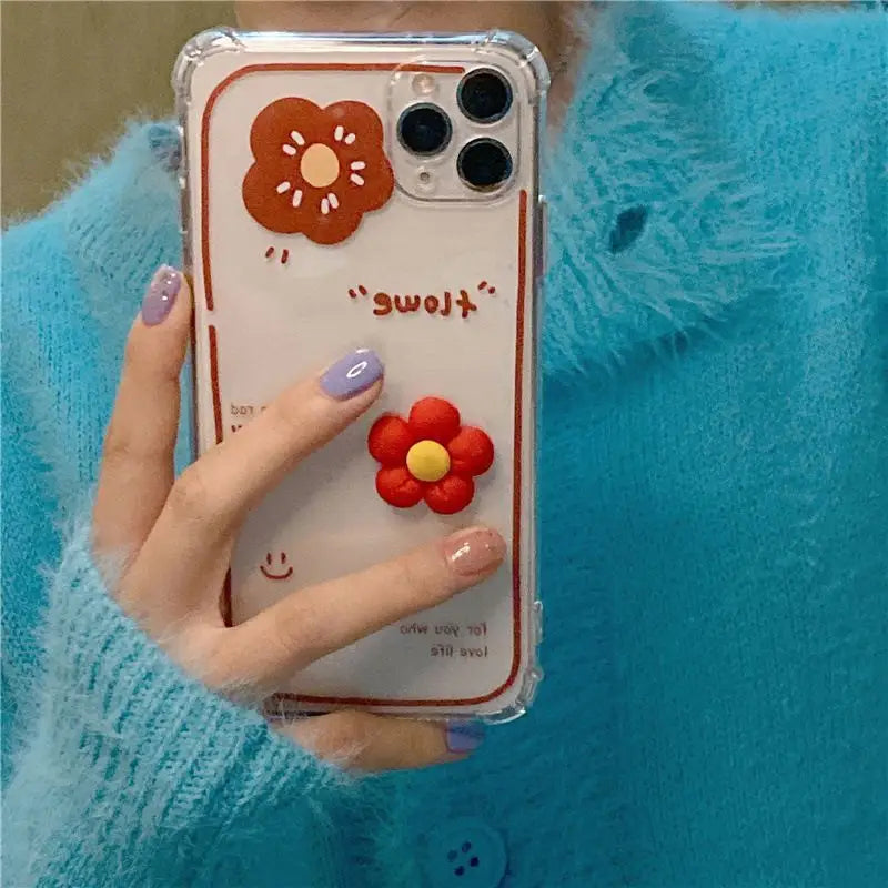 3D Flower Transparent Phone Case - iPhone 12 Pro Max / 12 Pro / 12 / 12 mini / 11 Pro Max / 11 Pro / 11 / SE / XS Max / XS / XR / X / SE 2 / 8 / 8 Plus / 7 / 7 Plus-5