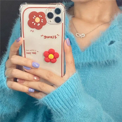 3D Flower Transparent Phone Case - iPhone 12 Pro Max / 12 Pro / 12 / 12 mini / 11 Pro Max / 11 Pro / 11 / SE / XS Max / XS / XR / X / SE 2 / 8 / 8 Plus / 7 / 7 Plus-7