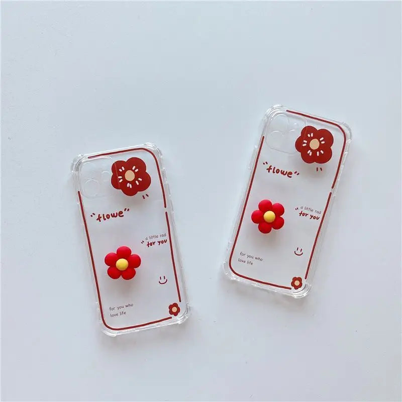 3D Flower Transparent Phone Case - iPhone 12 Pro Max / 12 Pro / 12 / 12 mini / 11 Pro Max / 11 Pro / 11 / SE / XS Max / XS / XR / X / SE 2 / 8 / 8 Plus / 7 / 7 Plus-12