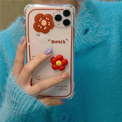 3D Flower Transparent Phone Case - iPhone 12 Pro Max / 12 Pro / 12 / 12 mini / 11 Pro Max / 11 Pro / 11 / SE / XS Max / XS / XR / X / SE 2 / 8 / 8 Plus / 7 / 7 Plus-2