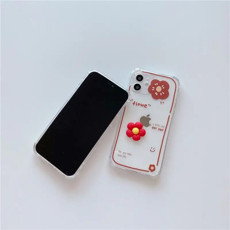 3D Flower Transparent Phone Case - iPhone 12 Pro Max / 12 Pro / 12 / 12 mini / 11 Pro Max / 11 Pro / 11 / SE / XS Max / XS / XR / X / SE 2 / 8 / 8 Plus / 7 / 7 Plus-9
