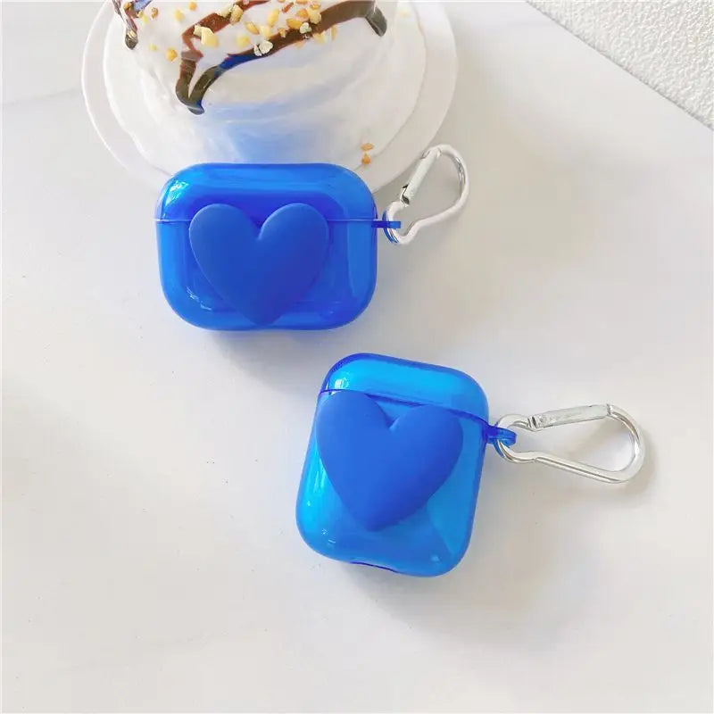 3D Heart AirPods / Pro Earphone Case Skin PE803 - Blue / 