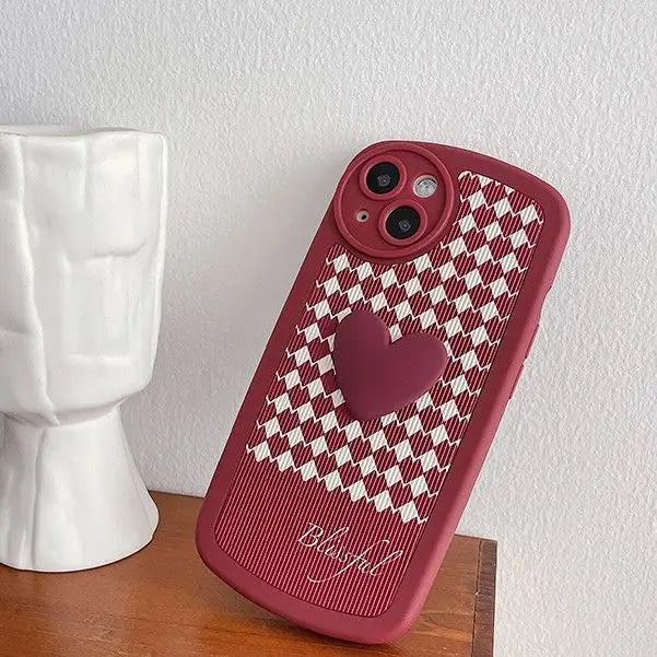 3D Heart Checker Phone Case - iPhone 13 Pro Max / 13 Pro / 