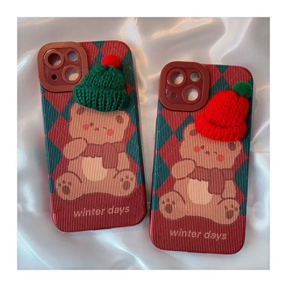 3D Knit Beanie Bear Phone Case - iPhone 13 Pro Max / 13 Pro 