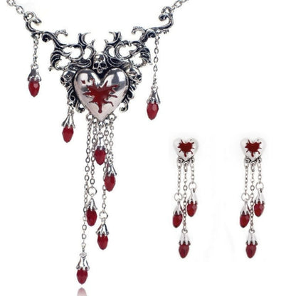 Y2K Skeleton Red Heart Necklace MK Kawaii Store