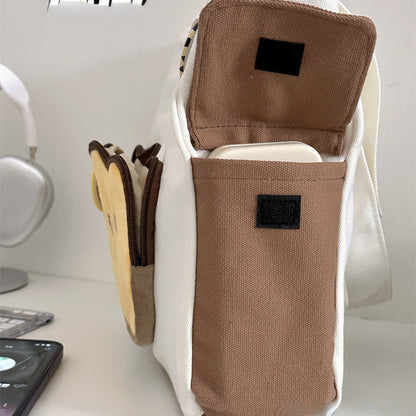 Cute Face White Brown Shoulder Bag ON675 Cospicky