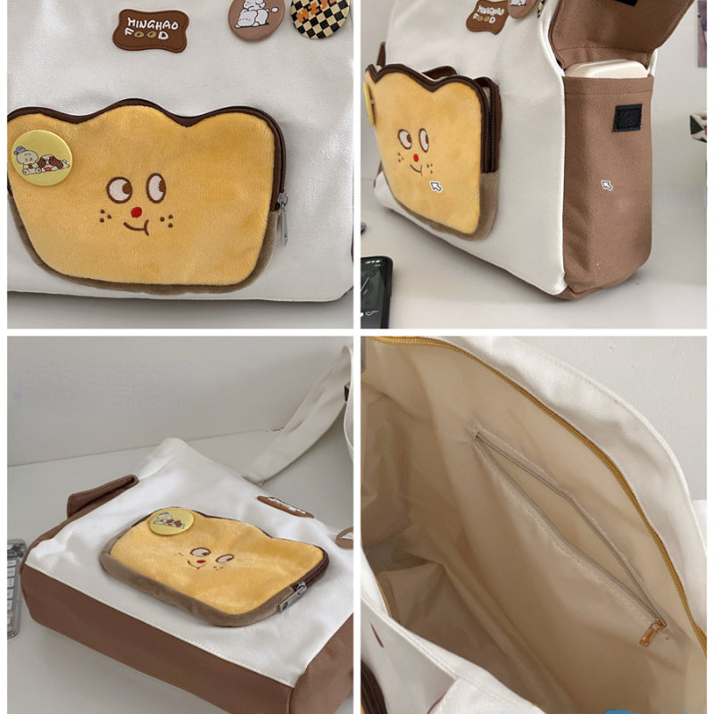 Cute Face White Brown Shoulder Bag ON675 Cospicky