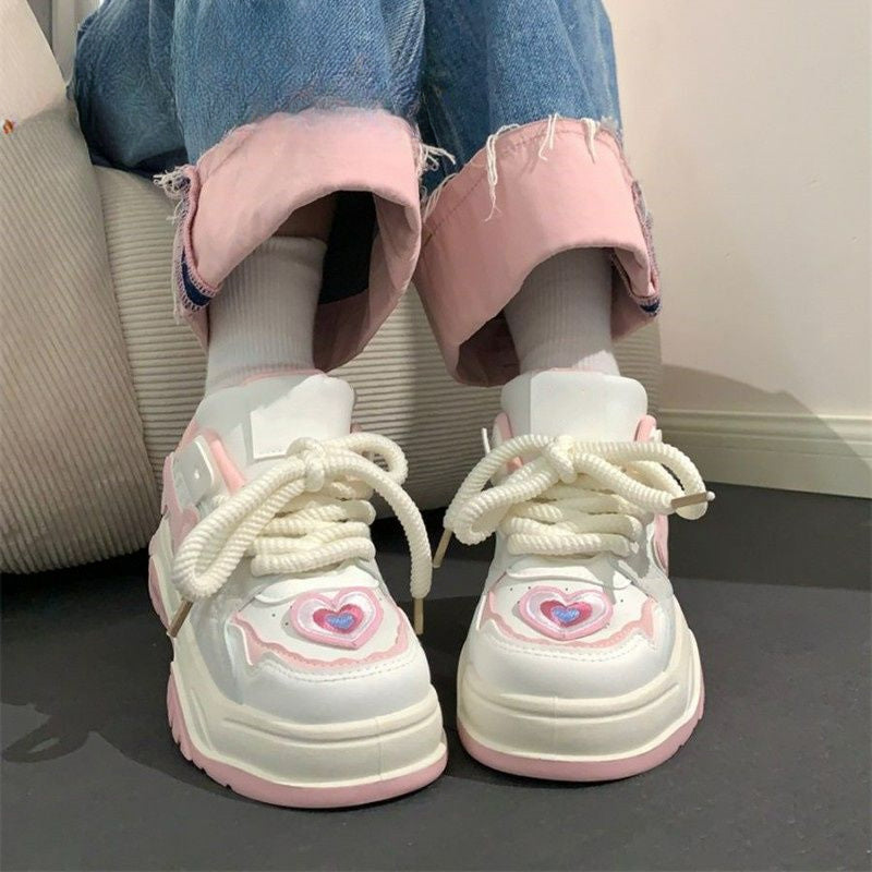 Cute Pink Heart Sneakers MK Kawaii Store