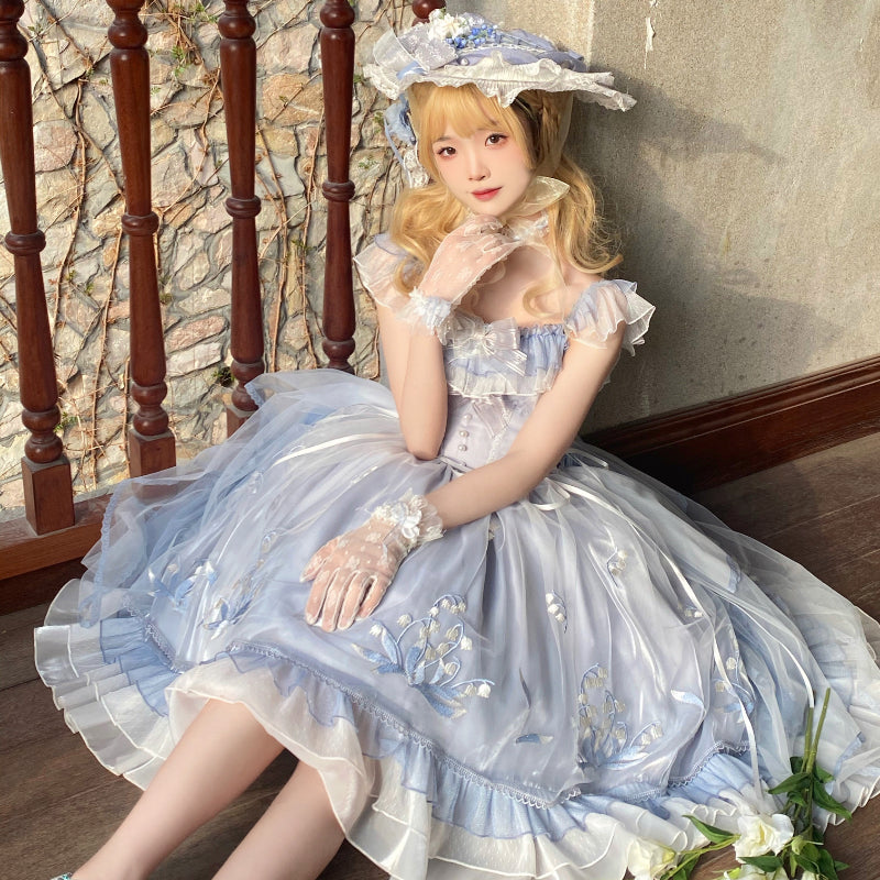 Blue Lily Vintage Style Lace-up Princess Lolita Dress ON810 Wonderland Case