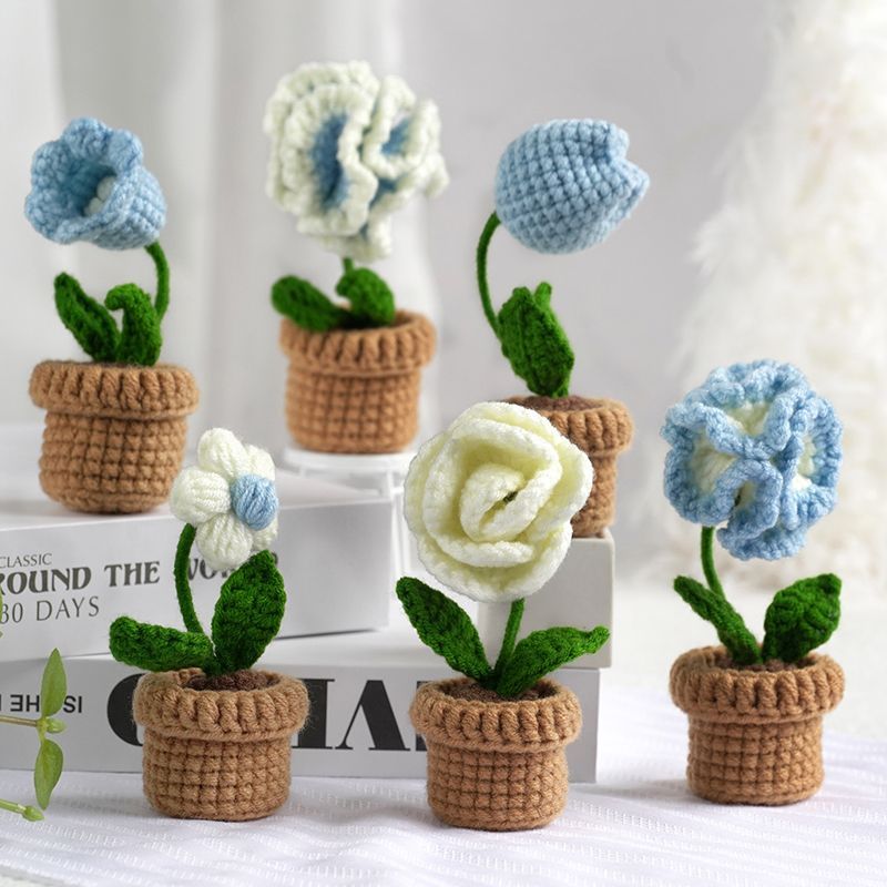 DIY Mini Woolen Flower Tulip Bouquets Potted Wonderland Case