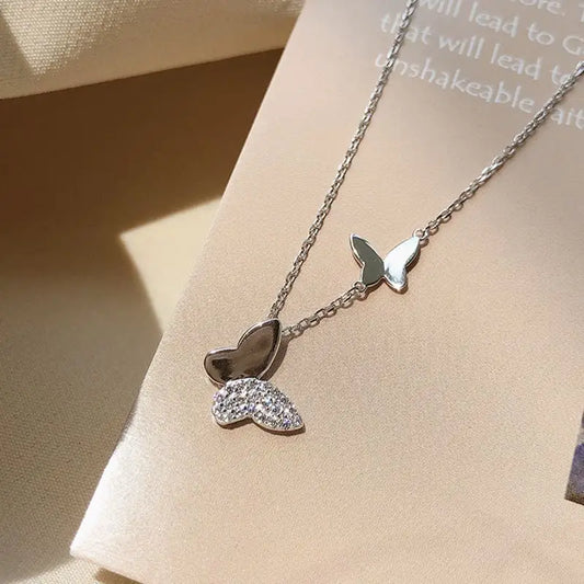 925 Sterling Silver Butterfly Pendant Necklace W279 - As 