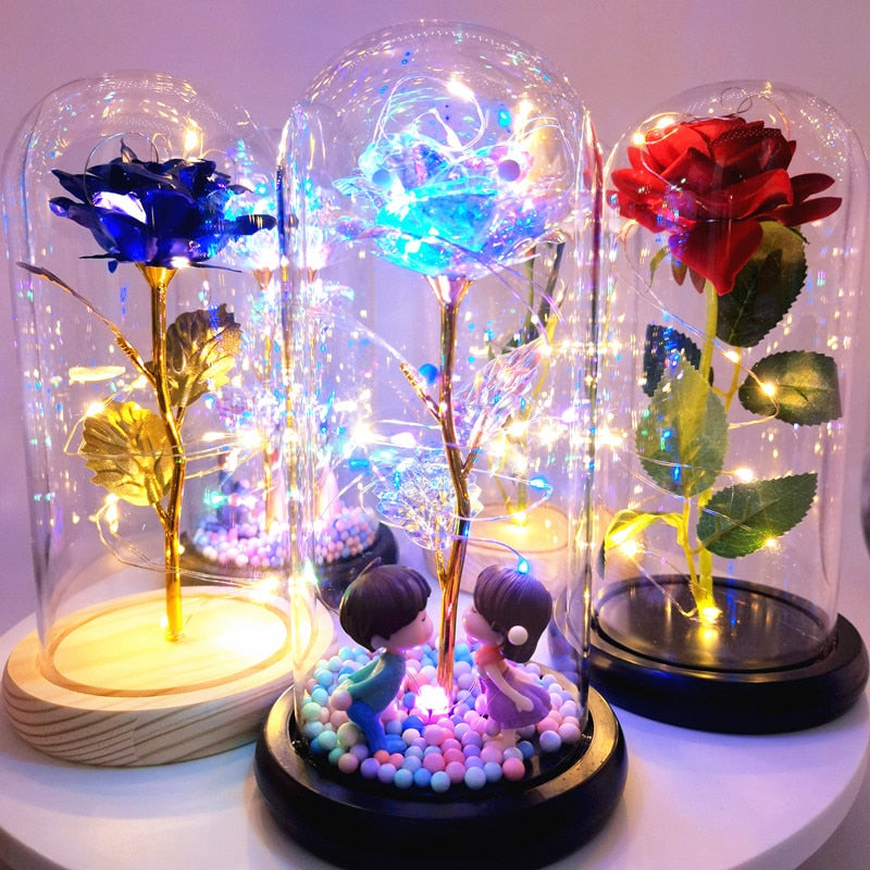 Rose LED Light In Glass Wonderland Case