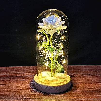 Rose LED Light In Glass Wonderland Case