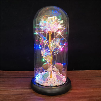 Rose LED Light In Glass Wonderland Case