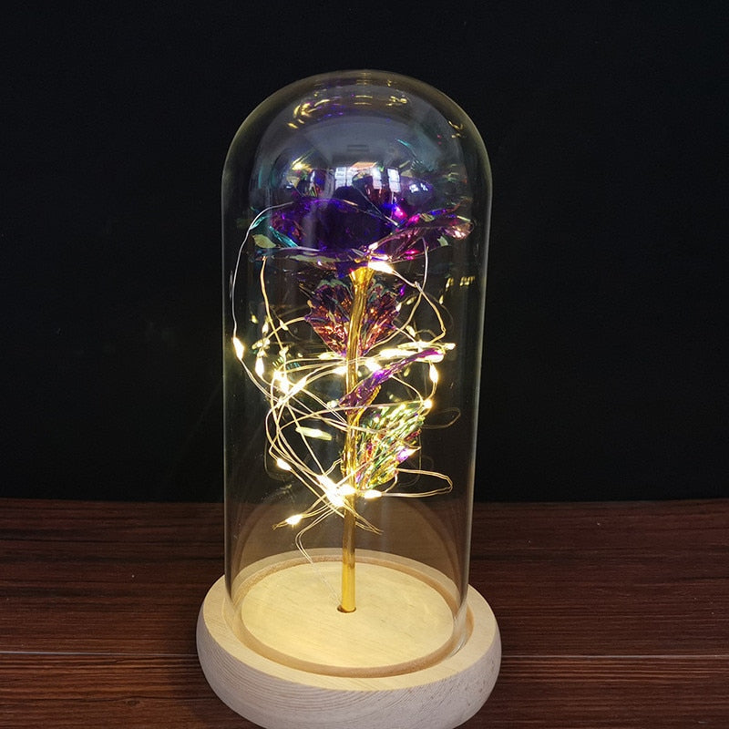 Rose LED Light In Glass Wonderland Case