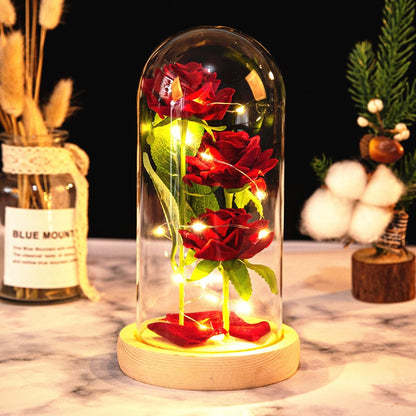 Rose LED Light In Glass Wonderland Case