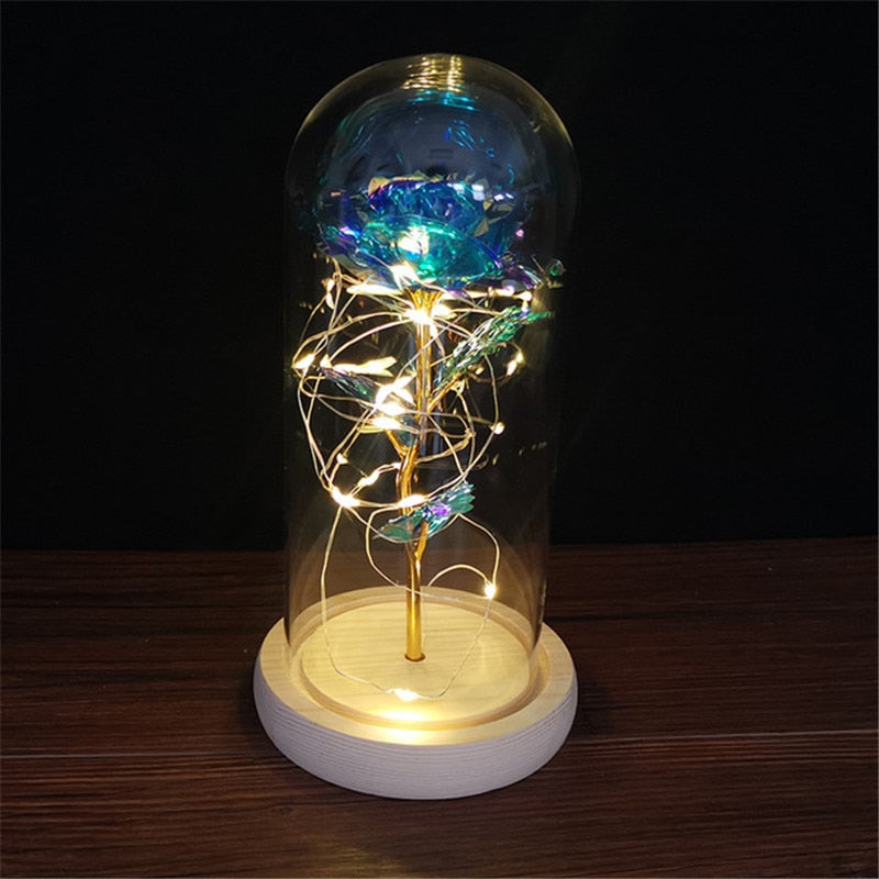 Rose LED Light In Glass Wonderland Case