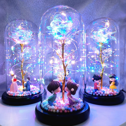 Rose LED Light In Glass Wonderland Case