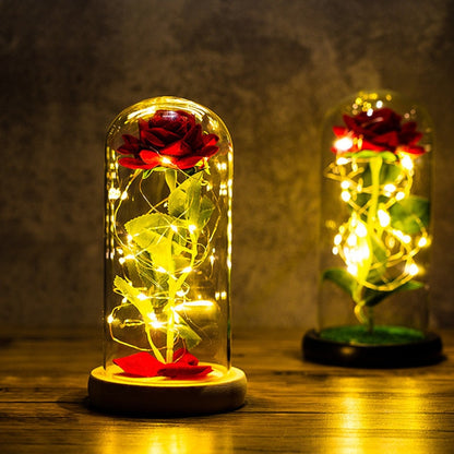 Rose LED Light In Glass Wonderland Case