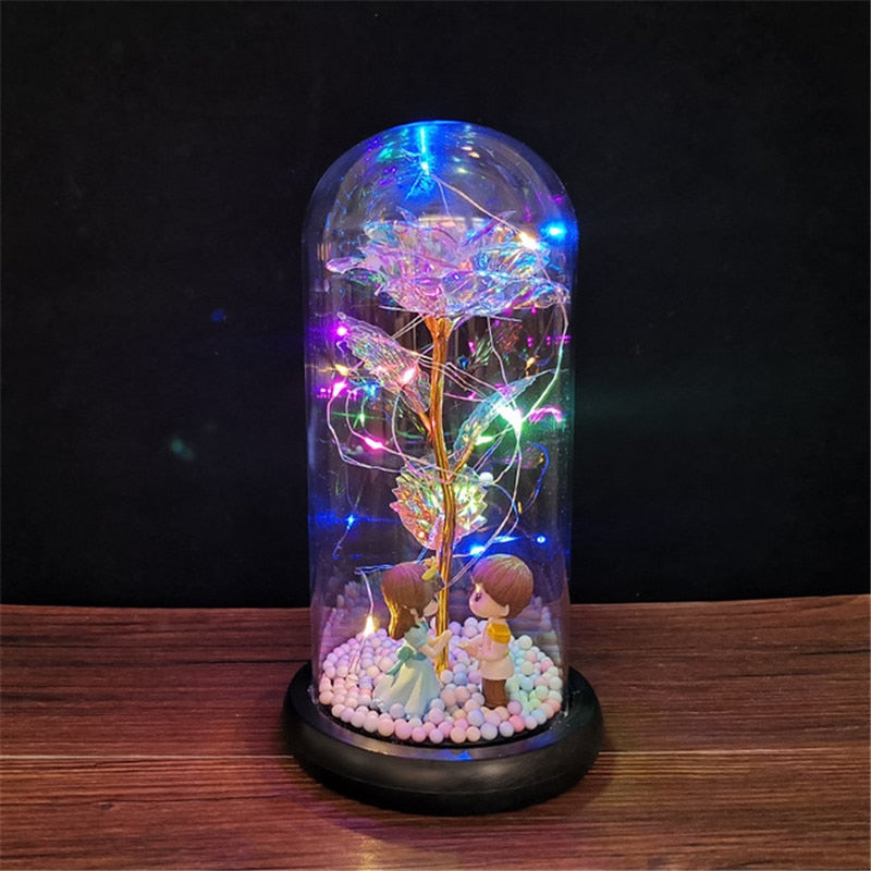 Rose LED Light In Glass Wonderland Case