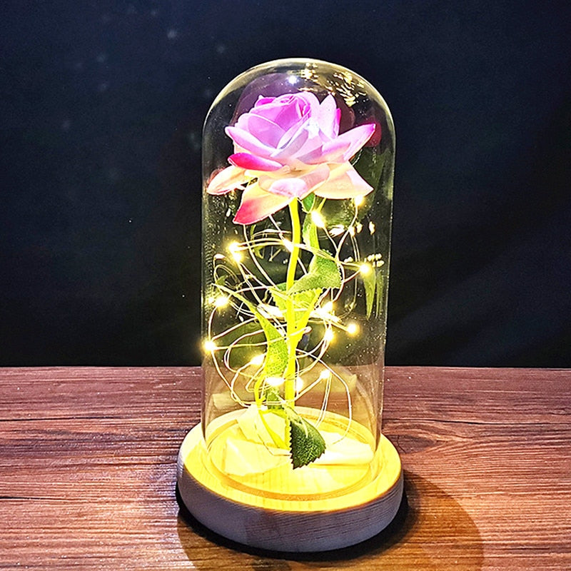 Rose LED Light In Glass Wonderland Case