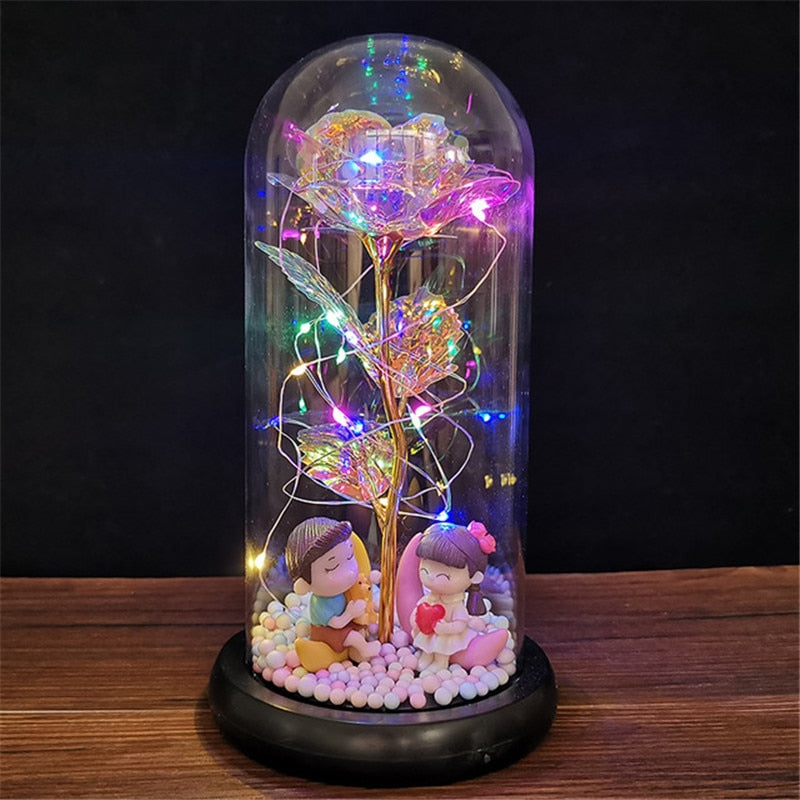 Rose LED Light In Glass Wonderland Case