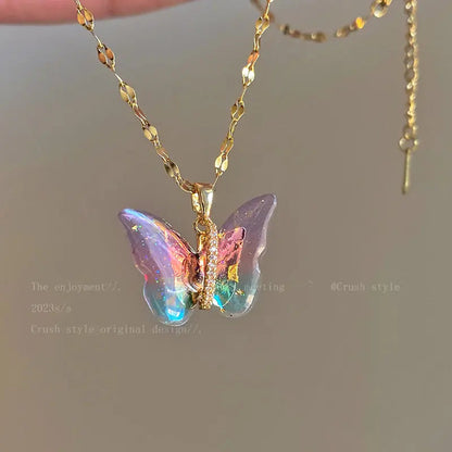 Kawaii Aesthetic Y2K Cute Fairy Colorful Butterfly Necklace MK Kawaii Store