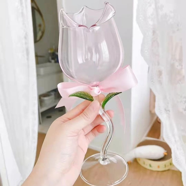 Glass Rose Romatic Romantic atmosphere rose shape double high foot red wine glass home c ...