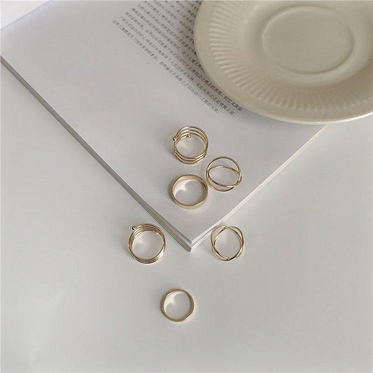Set of 6 : Alloy Ring (assorted designs) WA83