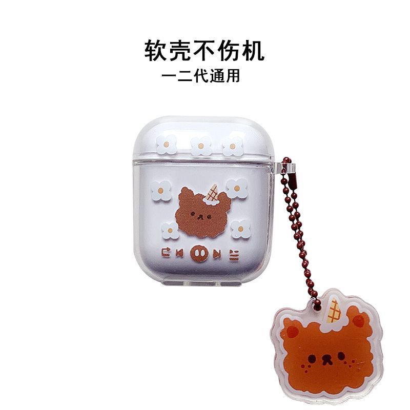 Cartoon Animal Clear AirPods Case Cover with Charm BX27