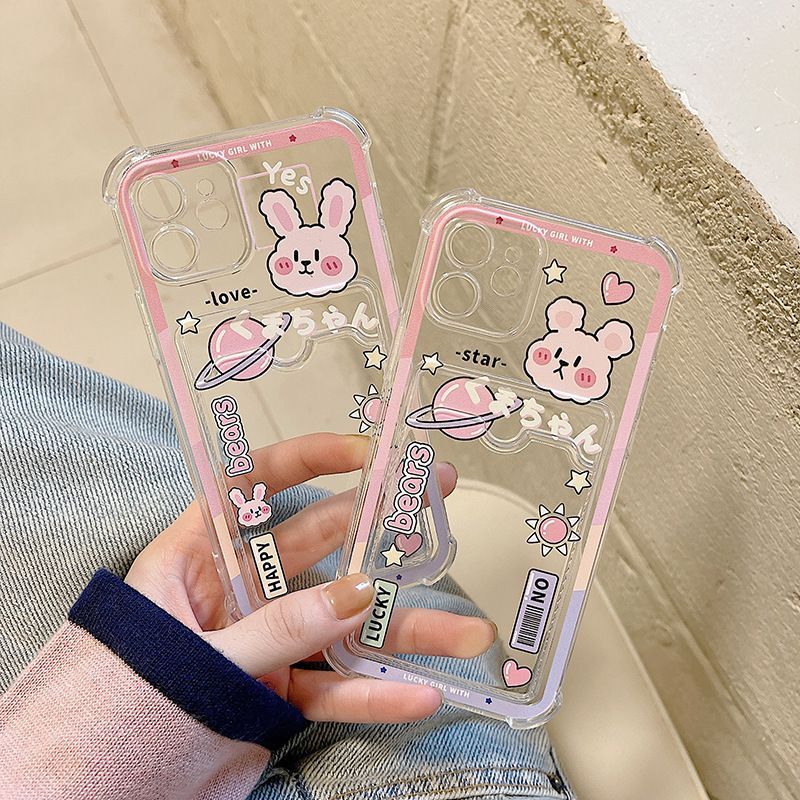 Bear / Rabbit Print Transparent Mobile Case - iPhone 13 Pro Max / 13 Pro / 13 / 13 mini / iPhone 12 Pro Max / 12 Pro / 12 / 12 mini / 11 Pro Max / 11 Pro / 11 / SE / XS Max / XS / XR / X / SE 2 / 8 / 8 Plus / 7 / 7 Plus ff33 Wonderland Case