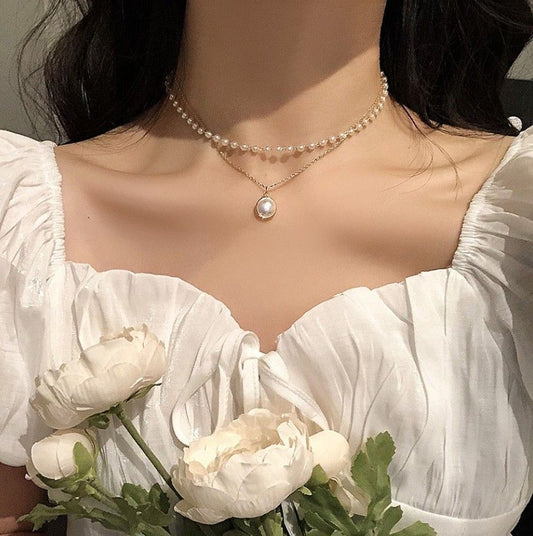 Faux Pearl Layered Necklace / Bracelet WA73