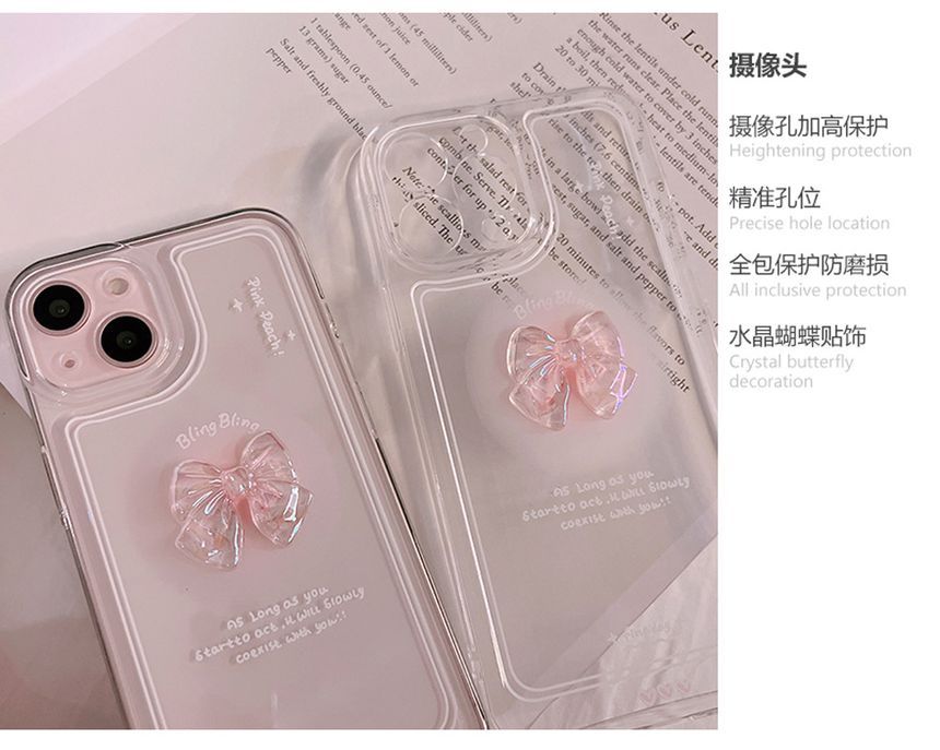 Bow Transparent Phone Case - iPhone 7 / 8 / SE / 7 Plus / 8 Plus / X / XS / XR / XS Max / 11 / 11Pro / 11 Pro Max / 12 / 12 Pro / 12 mini / 12 Pro Max / 13 / 13 Pro / 13 mini / 13 Pro Max ff23 Wonderland Case