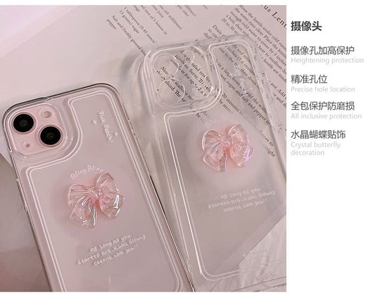 Bow Transparent Phone Case - iPhone 7 / 8 / SE / 7 Plus / 8 Plus / X / XS / XR / XS Max / 11 / 11Pro / 11 Pro Max / 12 / 12 Pro / 12 mini / 12 Pro Max / 13 / 13 Pro / 13 mini / 13 Pro Max ff23