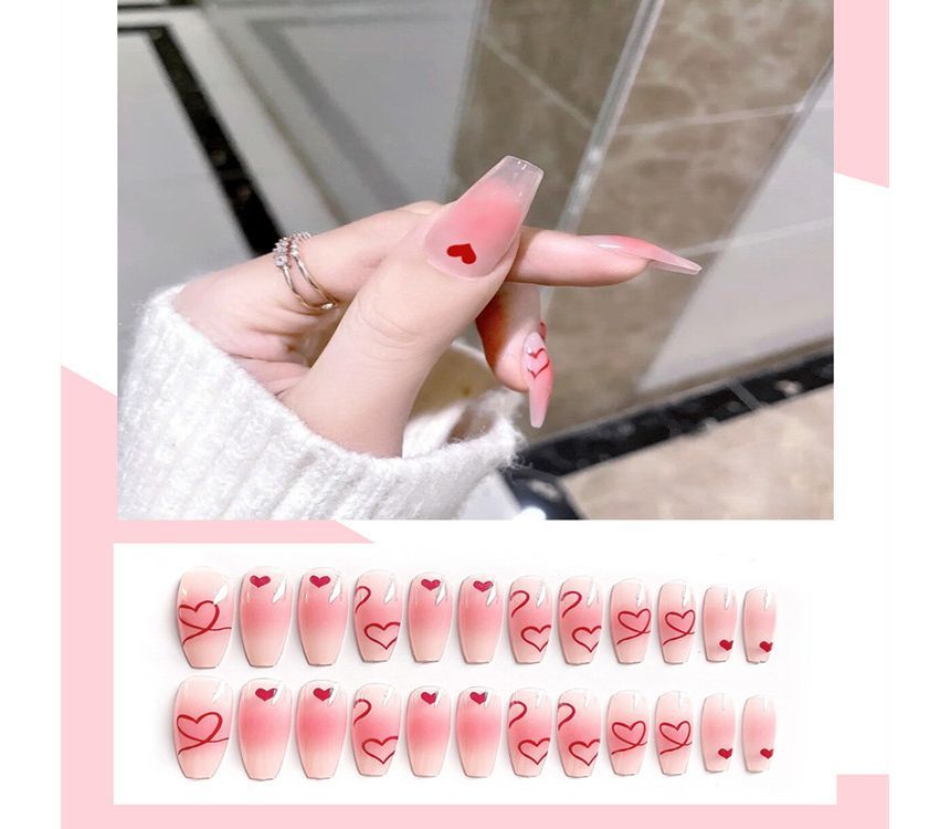 Heart Pointed Faux Nail Tips BV10 Wonderland Case