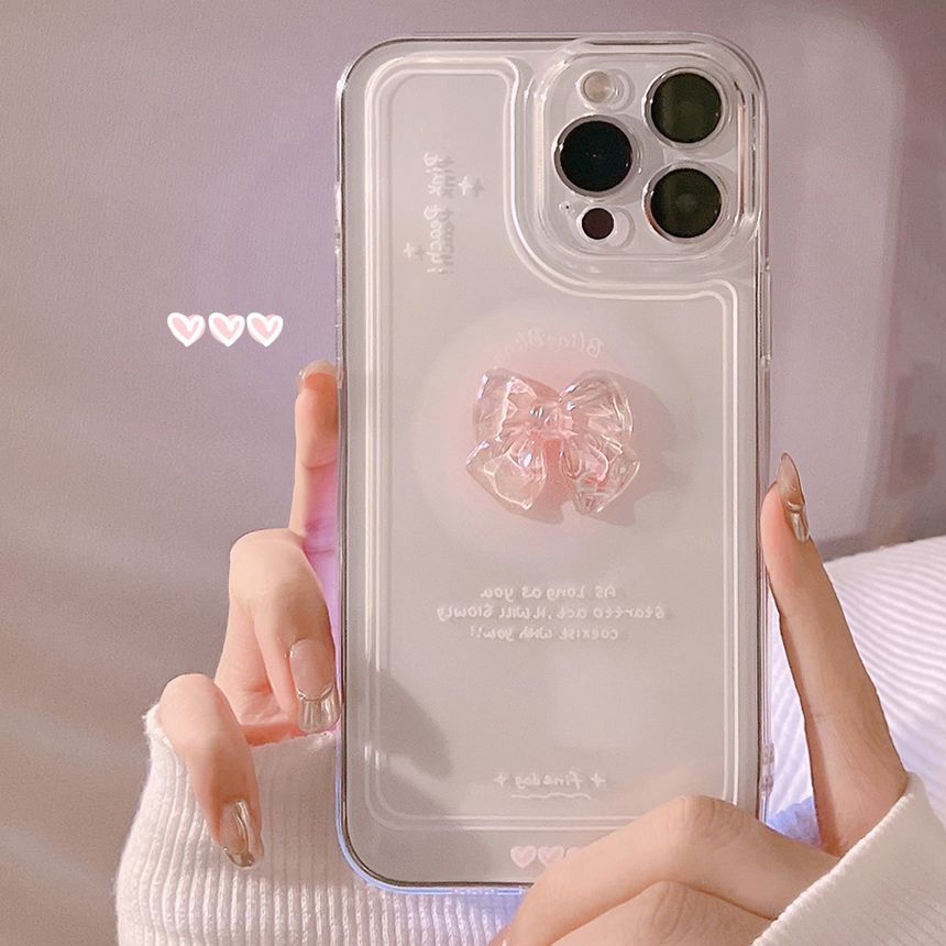 Bow Transparent Phone Case - iPhone 14 Pro Max / 14 Pro / 14 Max / 14 / 13 Pro Max / 13 Pro / 13 / 13 mini / 12 Pro Max / 12 Pro / 12 / 12 mini / 11 Pro Max / 11 Pro / 11 / SE / XS Max / XS / XR / X / 8 / 8 Plus / 7 / 7 Plus ff7 Wonderland Case