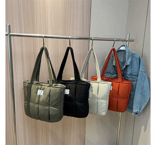 Plain Quilted Nylon Tote Bag NJ6 Wonderland Case