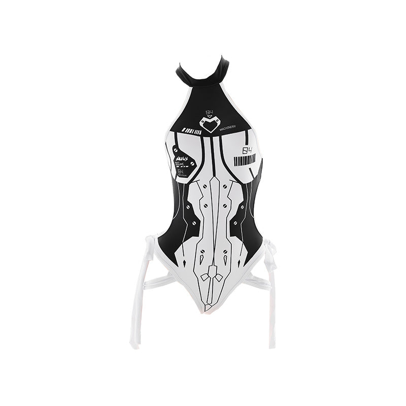 Black White CyberPunk Waifu Swimsuit ON839 KawaiiMoriStore