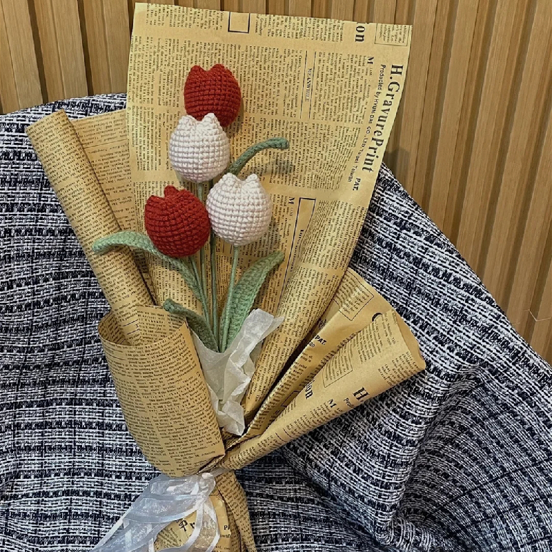 DIY Handmade Knitted Tulip Bouquet - Pink Pink