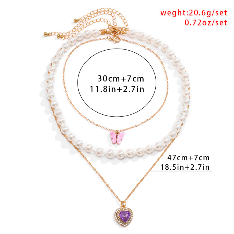 Cute Butterfly Collection Necklace - Pink Pink