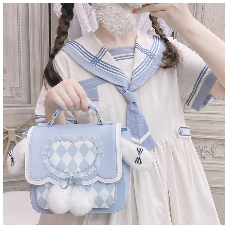 Kawaii Fluffy Bunny Ears Blue Lolita Backpack ON643 Wonderland Case