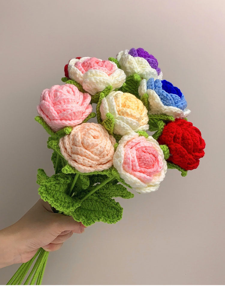 Crochet Rose Preserved Flowers - Pink Pink