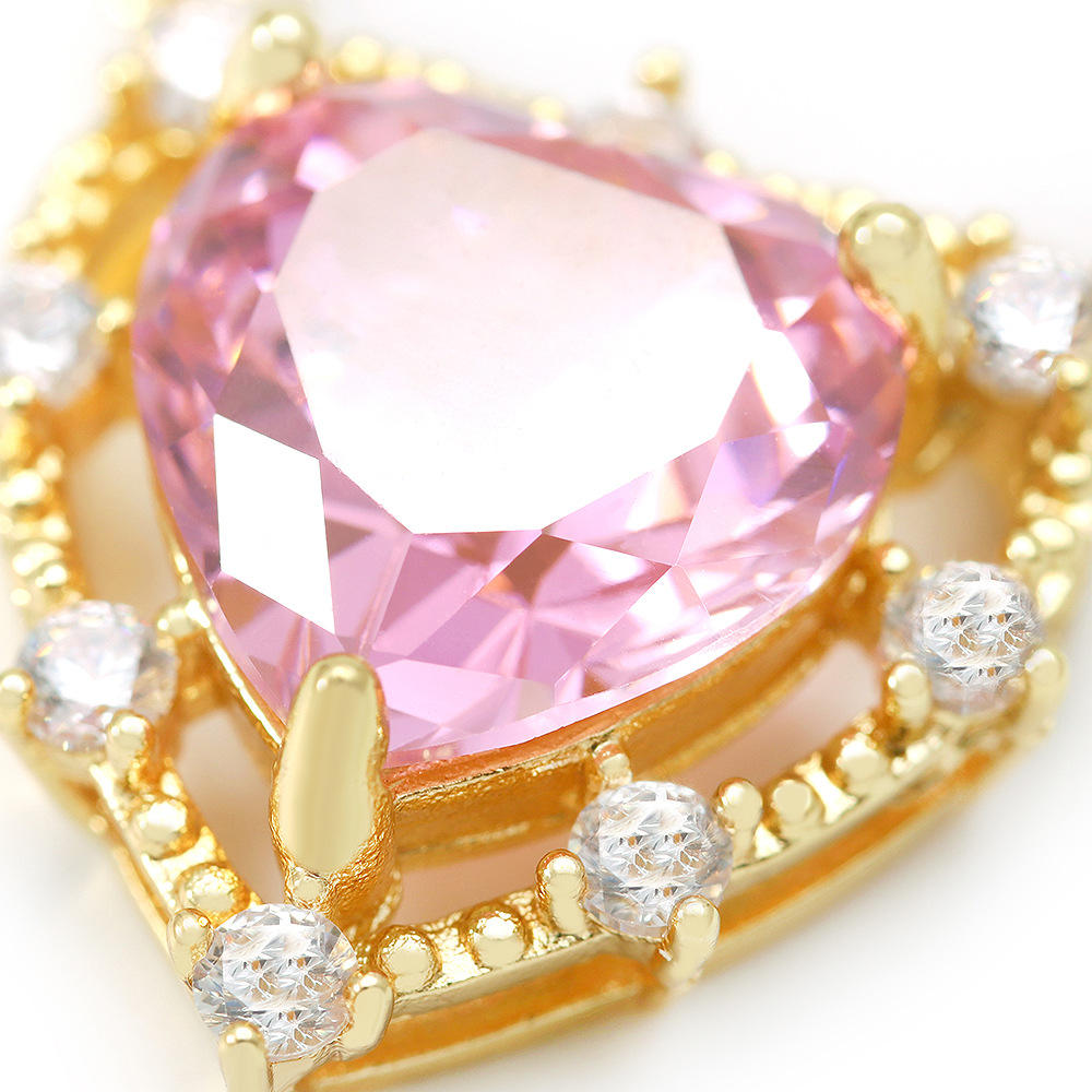 Pink Heart Dimond Necklace LIN117 Wonderland Case