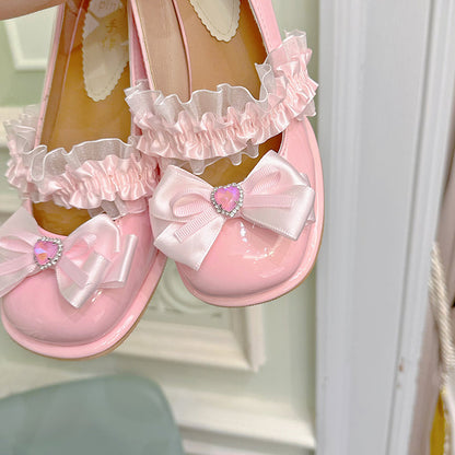 Sweet Peach Pink Bow Lace High Heels - Wonderland Case