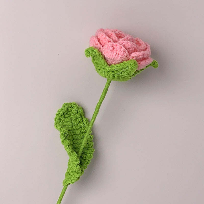 Crochet Rose Preserved Flowers - Pink Pink
