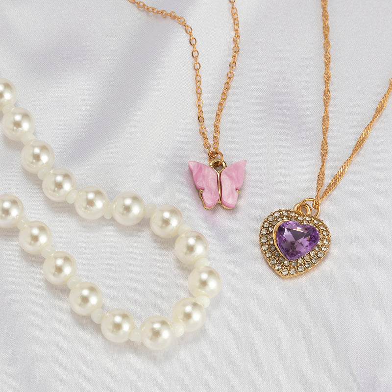 Cute Butterfly Collection Necklace - Pink Pink